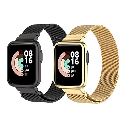 2 Stück Armband für Xiaomi Mi Watch Lite Armband, Xiaomi Mi Watch Lite/Redmi Watch Armband Metal Mesh Edelstahl Damen Herren Armband mit Magnet Kompatibel mit Xiaomi Mi Watch Lite/Redmi Watch (1) von HYKEJJ