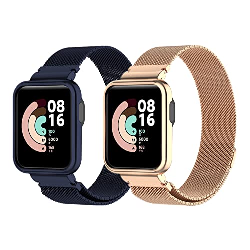 2 Stück Armband für Xiaomi Mi Watch Lite Armband, Xiaomi Mi Watch Lite/Redmi Watch Armband Metal Mesh Edelstahl Damen Herren Armband mit Magnet Kompatibel mit Xiaomi Mi Watch Lite/Redmi Watch (15) von HYKEJJ