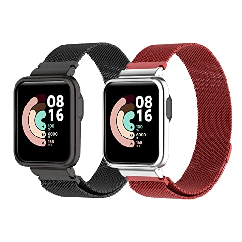 2 Stück Armband für Xiaomi Mi Watch Lite Armband, Xiaomi Mi Watch Lite/Redmi Watch Armband Metal Mesh Edelstahl Damen Herren Armband mit Magnet Kompatibel mit Xiaomi Mi Watch Lite/Redmi Watch (3) von HYKEJJ