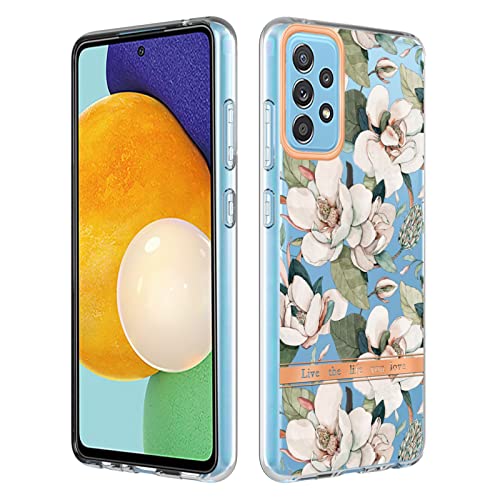 Blumen Crystal Clear für Samsung Galaxy A52 / A52S 5G Hülle, [Nie Vergilbung] Samsung A52S 5G Stoßfeste Handyhülle Dünne Blumen Transparent Case Kompatibel mit Hülle Samsung A52 / A52S 5G (C) von HYKEJJ