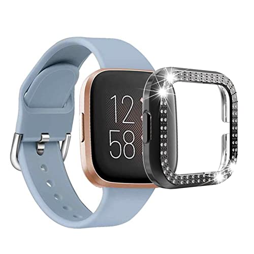 Glitzer Diamant Hülle Kompatibel mit Fitbit Versa 2 Schutzhülle, Strass Glitzer Diamant Harter PC Schutzrahmen Stoßfest Kratzfest Schutzhülle für Fitbit Versa 2 Hülle (C) von HYKEJJ