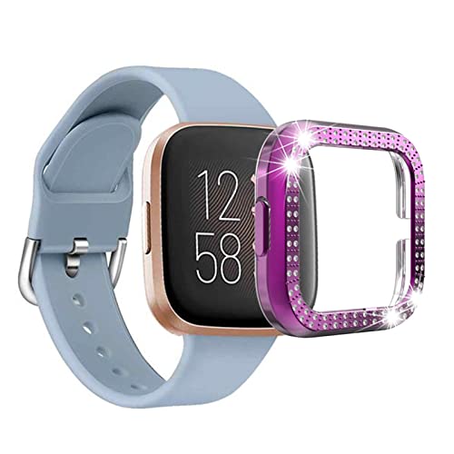 Glitzer Diamant Hülle Kompatibel mit Fitbit Versa 2 Schutzhülle, Strass Glitzer Diamant Harter PC Schutzrahmen Stoßfest Kratzfest Schutzhülle für Fitbit Versa 2 Hülle (J) von HYKEJJ