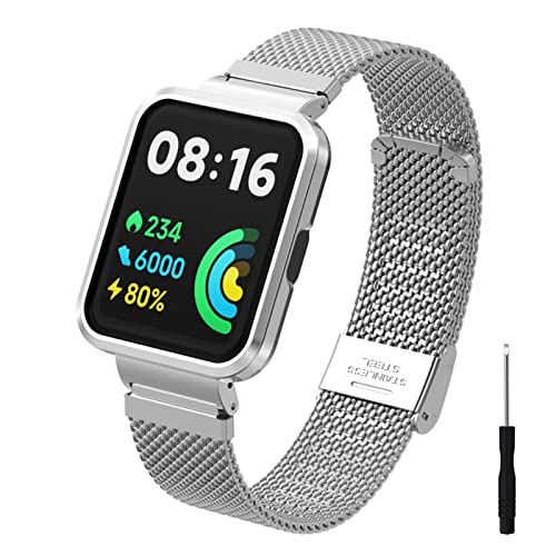 HYKEJI Ersatzarmband für Xiaomi Redmi Watch 2 Lite Armband für Damen/Herren, Ersatz Edelstahl Metall Armband Kompatibel mit Xiaomi Redmi Watch 2 Lite (A) von HYKEJJ