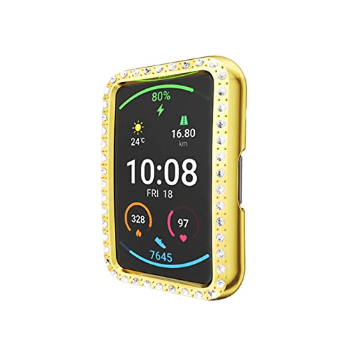 HYKEJJ Glitzer Diamant Hülle Kompatibel mit Huawei Watch Fit Schutzhülle, Strass Glitzer Diamant Harter PC Schutzrahmen Stoßfest Kratzfest Schutzhülle für Huawei Watch Fit Hülle (D) von HYKEJJ