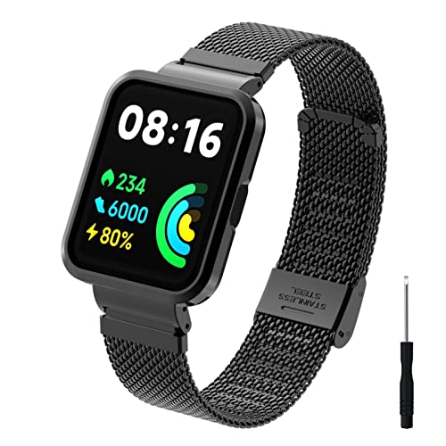 HYKEJJ HYKEJI Ersatzarmband für Xiaomi Redmi Watch 2 Lite Armband für Damen/Herren, Ersatz Edelstahl Metall Armband Kompatibel mit Xiaomi Redmi Watch 2 Lite (B) von HYKEJJ