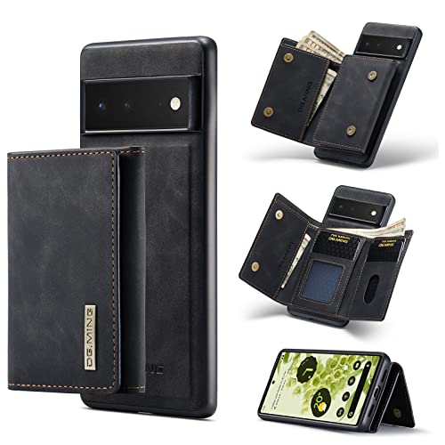 HYKEJJ Handyhülle für Google Pixel 6 Pro hülle Leder Schutzhülle Geldbörse, Abnehmbare Magnetverschluss Handyhülle, mit Card Slots und magnetischer Back Cover Case kompatibel (A) von HYKEJJ