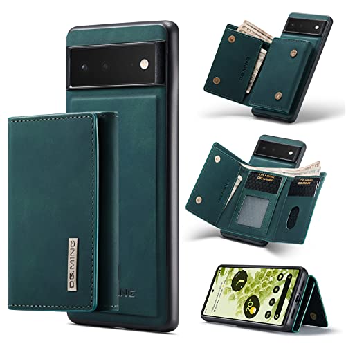 HYKEJJ Handyhülle für Google Pixel 6 hülle Leder Schutzhülle Geldbörse, Abnehmbare Magnetverschluss Handyhülle, mit Card Slots und magnetischer Back Cover Case kompatibel mit Google Pixel 6 (B) von HYKEJJ