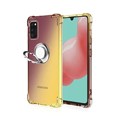 HYKEJJ Hülle Kompatibel mit Samsung Galaxy A41 Hülle Gradient Antikollision Handyhülle Silikon Clear Tasche Weich TPU Handytasche Mit 360 ° Verdrehbare Ring und Kickstand hülle Für Samsung A41 (F) von HYKEJJ