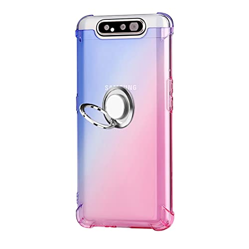 HYKEJJ Hülle Kompatibel mit Samsung Galaxy A80 Hülle Gradient Antikollision Handyhülle Silikon Clear Tasche Weich TPU Handytasche Mit 360 ° Verdrehbare Ring und Kickstand hülle Für Samsung A80 (B) von HYKEJJ