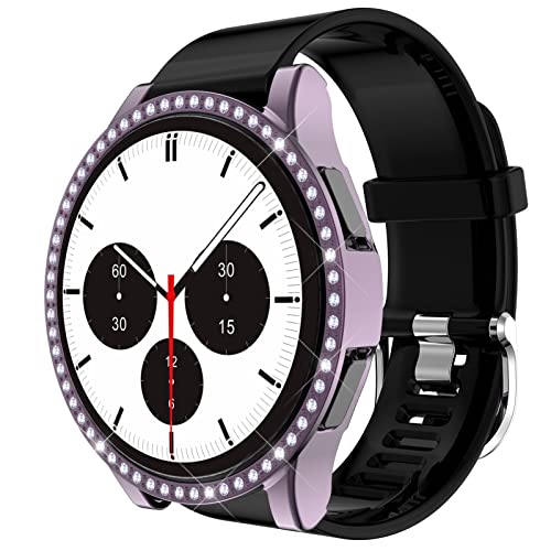 HYKEJJ Hülle Kompatibel mit Samsung Galaxy Watch 4 Classic 46mm/42mm Schutzhülle, Strass Glitzer Diamant Harter PC Schutzrahmen Stoßfest Kratzfest Schutzhülle für (46mm,E) von HYKEJJ