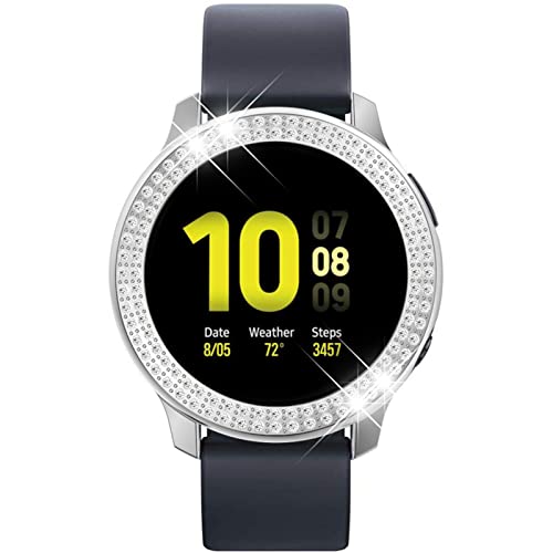 HYKEJJ Hülle Kompatibel mit Samsung Galaxy Watch Active 2 44mm/40mm Schutzhülle, Strass Glitzer Diamant Harter PC Schutzrahmen Stoßfest Kratzfest Schutzhülle für (I,40MM) von HYKEJJ