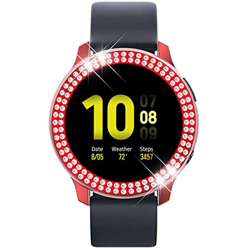 HYKEJJ Hülle Kompatibel mit Samsung Galaxy Watch Active 2 44mm/40mm Schutzhülle, Strass Glitzer Diamant Harter PC Schutzrahmen Stoßfest Kratzfest Schutzhülle für Samsung Watch Active 2 Hülle (D,40MM) von HYKEJJ