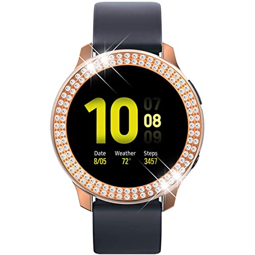 HYKEJJ Hülle Kompatibel mit Samsung Galaxy Watch Active 2 44mm/40mm Schutzhülle, Strass Glitzer Diamant Harter PC Schutzrahmen Stoßfest Kratzfest Schutzhülle für Samsung Watch Active 2 Hülle (G,44MM) von HYKEJJ