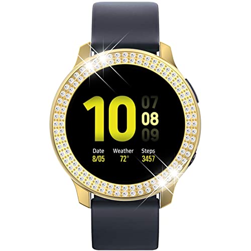 HYKEJJ Hülle Kompatibel mit Samsung Galaxy Watch Active 2 44mm/40mm Schutzhülle, Strass Glitzer Diamant Harter PC Schutzrahmen Stoßfest Kratzfest Schutzhülle für Samsung Watch Active 2 Hülle (F,44MM) von HYKEJJ