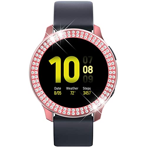 HYKEJJ Hülle Kompatibel mit Samsung Galaxy Watch Active 2 44mm/40mm Schutzhülle, Strass Glitzer Diamant Harter PC Schutzrahmen Stoßfest Kratzfest Schutzhülle für Samsung Watch Active 2 Hülle (B,40MM) von HYKEJJ