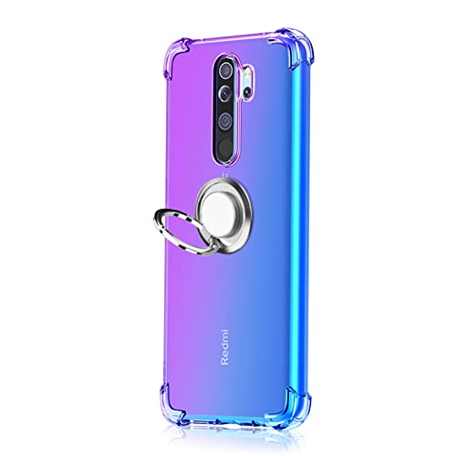 HYKEJJ Hülle Kompatibel mit Xiaomi Redmi Note 8 Pro Hülle Gradient Handyhülle Silikon Clear Tasche Weich TPU Handytasche Mit 360 ° Verdrehbare Ring und Kickstand hülle Für Xiaomi Redmi Note 8 Pro (F) von HYKEJJ