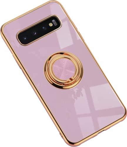 HYKEJJ Hülle für Samsung Galaxy S10 Hülle Handyhülle Schutzhülle Silikon Transparent Dünn Case Cover mit 360 Drehbarem Ring Magnetische TPU Kompatibel mit Samsung Galaxy S10 Handy (E) von HYKEJJ