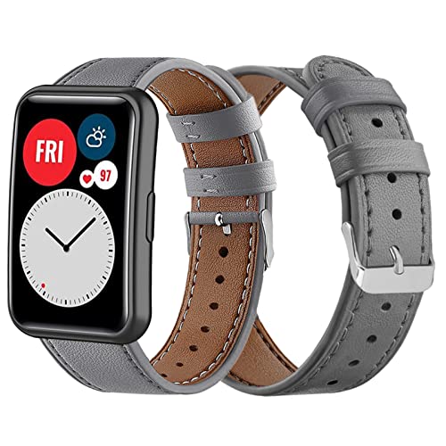 HYKEJJ Leder Armband für Huawei Watch Fit Armband, Huawei Watch Fit Blumen Lederband Ersatzband mit Edelstahl-Verschluss Kompatibel mit Huawei Watch Fit (H) von HYKEJJ