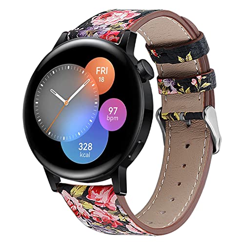 HYKEJJ Leder Armband für Huawei Watch GT3 42mm Armband, Huawei Watch GT3 42mm Lederband Ersatzband mit Edelstahl-Verschluss Kompatibel mit Huawei Watch GT3 42mm (C) von HYKEJJ