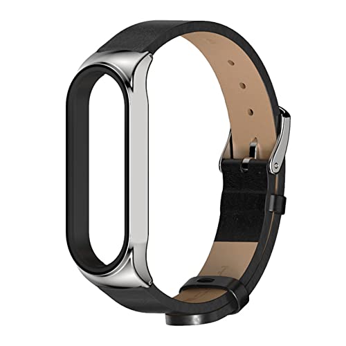 HYKEJJ Leder Armband für Xiaomi Mi Band 5 / Xiaomi Mi Band 4 / Xiaomi Mi Band 3 Armband, Lederband Ersatzband mit Edelstahl-Verschluss Kompatibel mit Xiaomi Mi Band 5 / Mi Band 4 / Mi Band 3 (E) von HYKEJJ