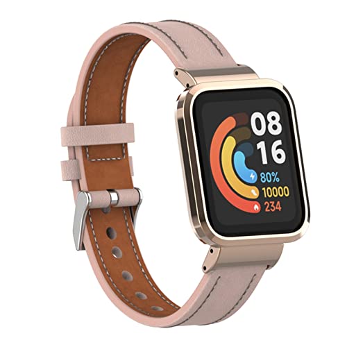 HYKEJJ Leder Armband für Xiaomi Redmi Watch 2 Lite Armband, Xiaomi Redmi Watch 2 Lite Blumen Lederband Ersatzband mit Edelstahl-Verschluss Kompatibel mit Xiaomi Redmi Watch 2 Lite (C) von HYKEJJ