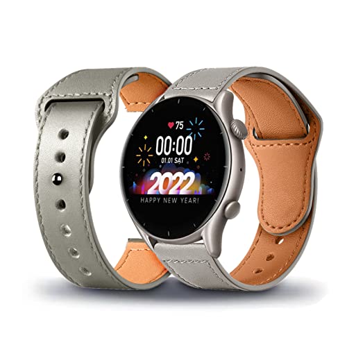 HYKEJJ Lederarmband für Amazfit GTR 3 / GTR 3 Pro Armband, Leder Ersatzarmband, Amazfit GTR 3 / GTR 3 Pro Mehrfache Farben Slim Leather Ersatzband Kompatibel mit Armband Amazfit GTR 3 / GTR 3 Pro (F) von HYKEJJ