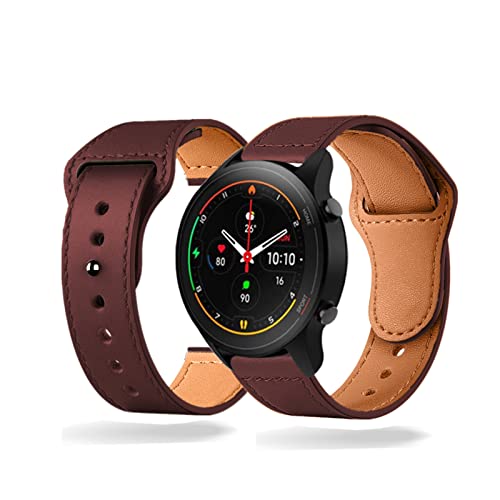 HYKEJJ Lederarmband für Xiaomi Mi Watch Armband, Leder Ersatzarmband, 22mm Mehrfache Farben Slim Leather Ersatzband Kompatibel mit Armband Xiaomi Mi Watch (D) von HYKEJJ