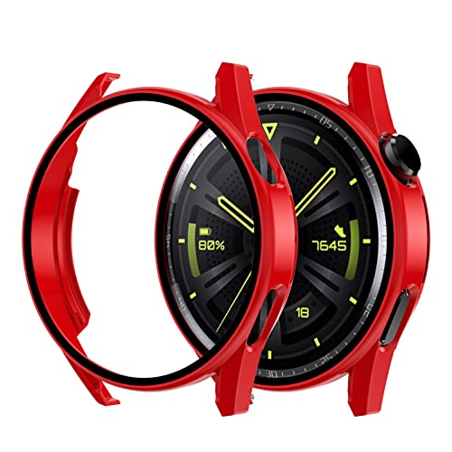 Hülle Kompatibel mit Huawei Watch GT3 46mm Schutzhülle, Hülle Huawei Watch GT3 46mm Allround-PC-Gehäuse mit gehärtetem Glas, Bumper Drop Schutz Hülle für Huawei Watch GT3 46mm (A) von HYKEJJ