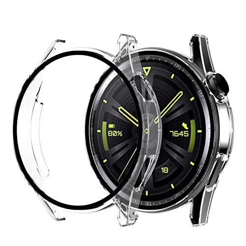 Hülle Kompatibel mit Huawei Watch GT3 46mm Schutzhülle, Hülle Huawei Watch GT3 46mm Allround-PC-Gehäuse mit gehärtetem Glas, Bumper Drop Schutz Hülle für Huawei Watch GT3 46mm (I) von HYKEJJ