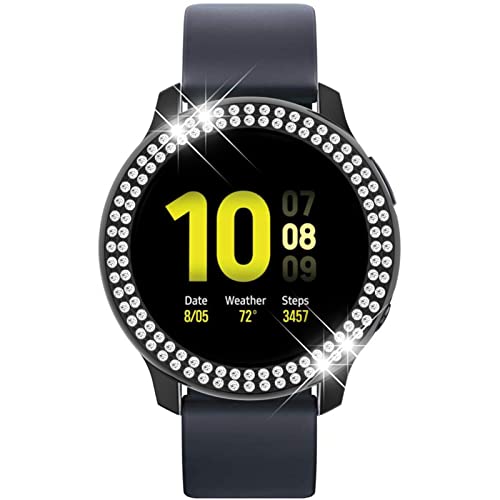 Hülle Kompatibel mit Samsung Galaxy Watch Active 2 44mm/40mm Schutzhülle, Strass Glitzer Diamant Harter PC Schutzrahmen Stoßfest Kratzfest Schutzhülle für Samsung Watch Active 2 Hülle (C,40MM) von HYKEJJ