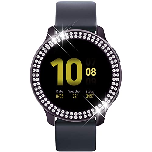 Hülle Kompatibel mit Samsung Galaxy Watch Active 2 44mm/40mm Schutzhülle, Strass Glitzer Diamant Harter PC Schutzrahmen Stoßfest Kratzfest Schutzhülle für Samsung Watch Active 2 Hülle (E,40MM) von HYKEJJ