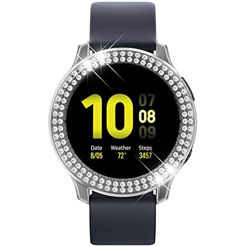 Hülle Kompatibel mit Samsung Galaxy Watch Active 2 44mm/40mm Schutzhülle, Strass Glitzer Diamant Harter PC Schutzrahmen Stoßfest Kratzfest Schutzhülle für Samsung Watch Active 2 Hülle (H,40MM) von HYKEJJ