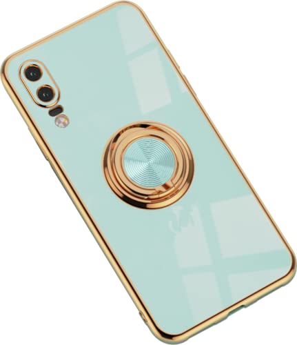 Hülle für Huawei P20 Hülle Handyhülle Schutzhülle Silikon Transparent Dünn Case Cover mit 360 Drehbarem Ring Magnetische TPU Kompatibel mit Huawei P20 Handy (A) von HYKEJJ