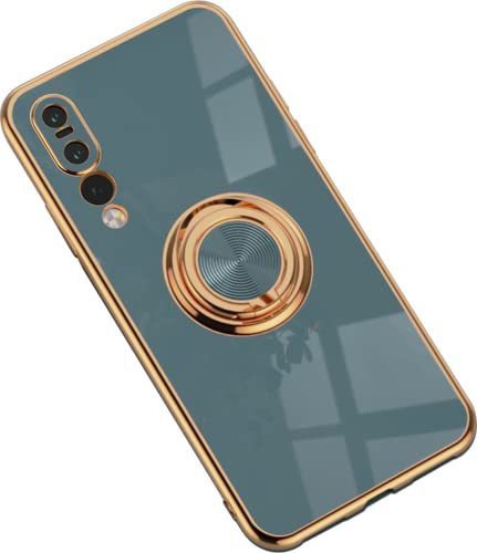 Hülle für Huawei P20 Pro Hülle Handyhülle Schutzhülle Silikon Transparent Dünn Case Cover mit 360 Drehbarem Ring Magnetische TPU Kompatibel mit Huawei P20 Pro Handy (F) von HYKEJJ