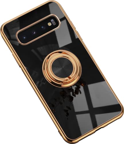 Hülle für Samsung Galaxy S10 Hülle Handyhülle Schutzhülle Silikon Transparent Dünn Case Cover mit 360 Drehbarem Ring Magnetische TPU Kompatibel mit Samsung Galaxy S10 Handy (A) von HYKEJJ