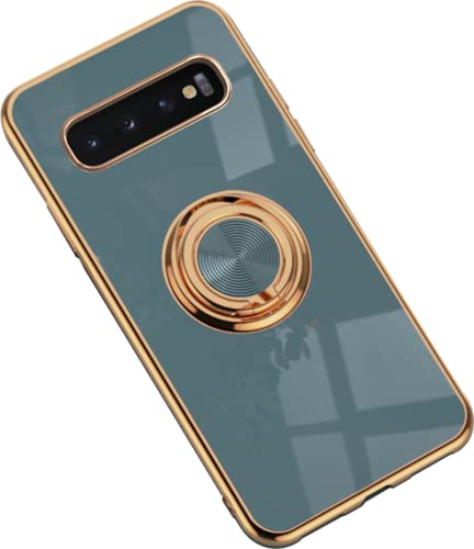Hülle für Samsung Galaxy S10 Hülle Handyhülle Schutzhülle Silikon Transparent Dünn Case Cover mit 360 Drehbarem Ring Magnetische TPU Kompatibel mit Samsung Galaxy S10 Handy (B) von HYKEJJ