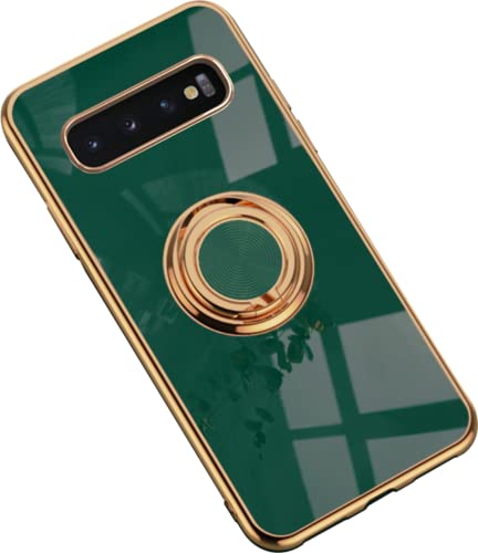 Hülle für Samsung Galaxy S10 Hülle Handyhülle Schutzhülle Silikon Transparent Dünn Case Cover mit 360 Drehbarem Ring Magnetische TPU Kompatibel mit Samsung Galaxy S10 Handy (D) von HYKEJJ