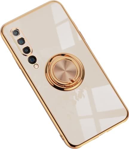 Hülle für Xiaomi Mi 10 Hülle Handyhülle Schutzhülle Silikon Transparent Dünn Case Cover mit 360 Drehbarem Ring Magnetische TPU Kompatibel mit Xiaomi Mi 10 Handy (E) von HYKEJJ