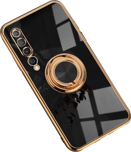 Hülle für Xiaomi Mi 10 Hülle Handyhülle Schutzhülle Silikon Transparent Dünn Case Cover mit 360 Drehbarem Ring Magnetische TPU Kompatibel mit Xiaomi Mi 10 Handy (F) von HYKEJJ
