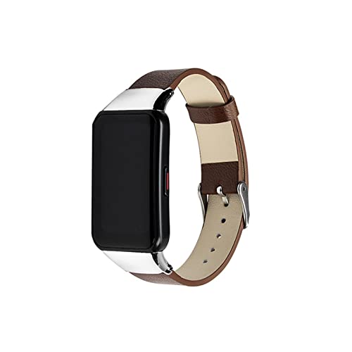 Leder Armband für Huawei Band 6 Armband, Huawei Band 6 Blumen Lederband Ersatzband mit Edelstahl-Verschluss Kompatibel mit Huawei Band 6 (braun) von HYKEJJ