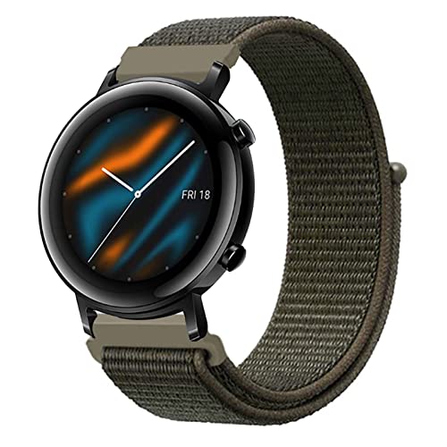 Nylon Solo Loop Armband für Huawei Watch GT2 42mm, 20mm Nylon Armbänder Uhrenarmband Sport Ersatzband Kompatibel mit Huawei Watch GT2 42mm (7) von HYKEJJ