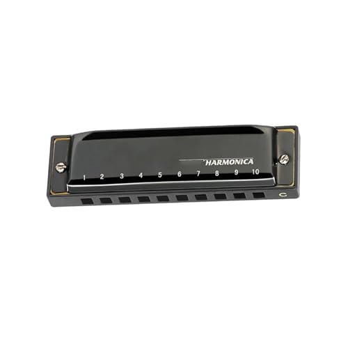 Mundharmonika Für Erwachsene 10 Löcher Blues Mundharmonika C Key Klassisches Musikinstrument(Black) von HYLQZAT