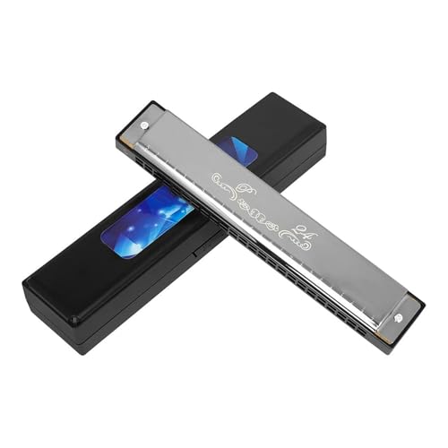 Mundharmonika Für Erwachsene 24 Loch Mundharmonika Aus Metall Geeignet Für Anfänger Und Erwachsene Um Professionell Zu Spielen(Silver) von HYLQZAT