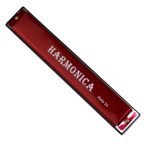 Mundharmonika Für Erwachsene 24 Loch Profi Mundharmonika Mit C Stimmung Und Metallkorpus Geeignet Für Anfänger(Red) von HYLQZAT
