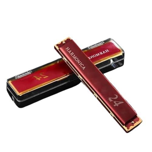 Mundharmonika Für Erwachsene Anfänger Erwachsene Professionelle 24 Loch C Polyphone Tremolo Mundharmonika(Red) von HYLQZAT