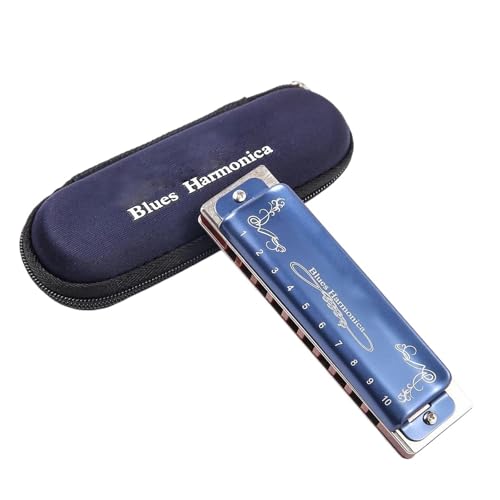 Mundharmonika Für Erwachsene Diatonische Mundharmonika 10 Löcher Blues Blau Mit Etui Professionell Für Anfänger Erwachsene(F rising) von HYLQZAT