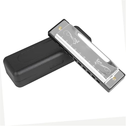 Mundharmonika Für Erwachsene Mundharmonika Für Anfänger Und Erwachsene 10 Löcher 20 Töne Edelstahlabdeckung C Tonart(Silver) von HYLQZAT