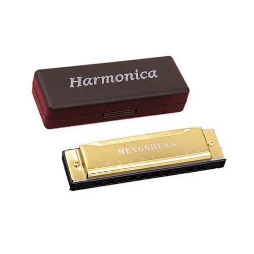 Mundharmonika Für Erwachsene Professionelle 10 Loch 10 Ton Mundharmonika(Gold) von HYLQZAT