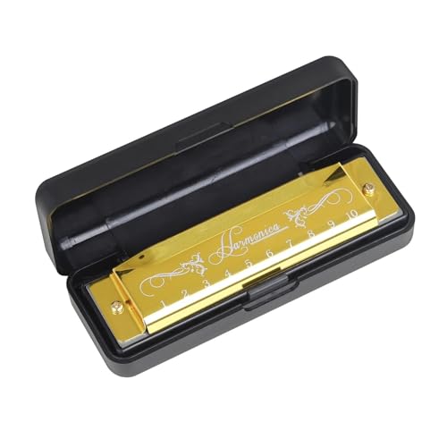 Mundharmonika Für Erwachsene Professionelle 10 Loch 20 C Ton Mundharmonika Farbe Mit Fall Erwachsene(Gold) von HYLQZAT