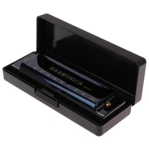Mundharmonika Für Erwachsene Professionelle 10 Loch Blues Mundharmonika In C Dur Mit Etui(Black) von HYLQZAT